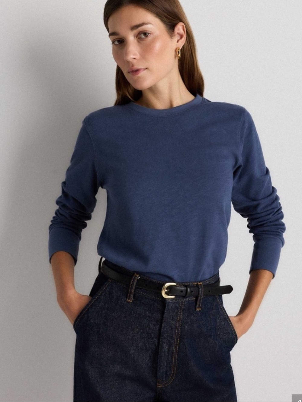 Quince 100% Organic Cotton Slub
Long Sleeve Tee Size Large storm blue EUC